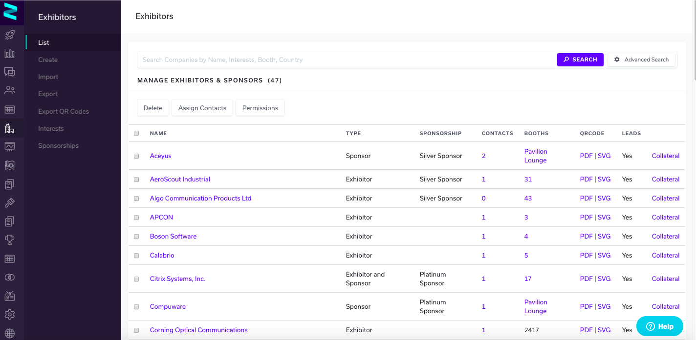 Exhibitors List Overview Zerista Help Center